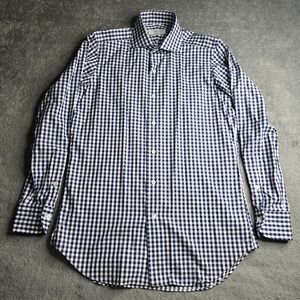 Tomorrowland Pilgrim Mens Size 40 Dress Shirt L/S Blue White Gingham Check